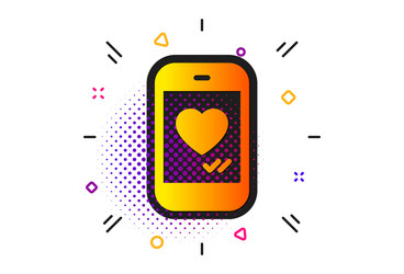 phone with heart icon social media like vector