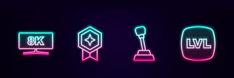 set line computer monitor game rating with medal vector image