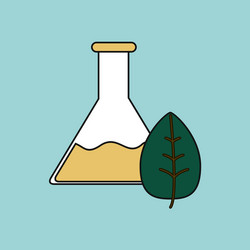 flat icon design collection lab flask with leaf vector image