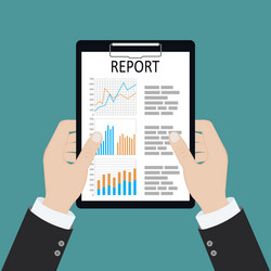 Man with analyzes report paper document vector