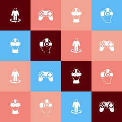 set pop art 3d modeling gamepad virtual reality vector image