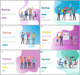 Startup presentation on whiteboard partners set vector