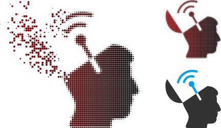 dissolving pixel halftone open mind radio vector image