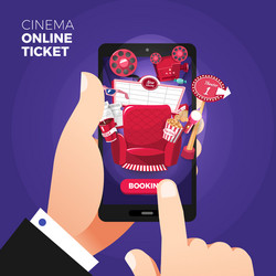 Flat design concepts online cinema ticket vector