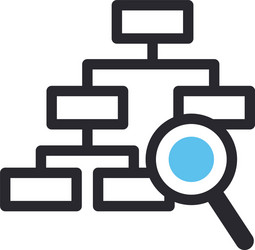 flow chart with lupe line and fill style icon vector image