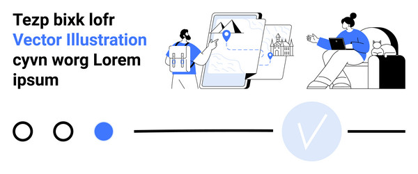 navigating digital maps and remote work vector image