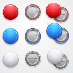 Realistic 3d empty color blank circle button badge vector