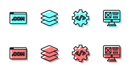 set line front end development ui or ux design vector image