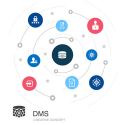 dms colored circle concept with simple icons vector