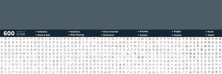 set of 600 thin line icons in this bundle include vector image