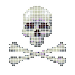 skull and crossbones collected from pixels vector