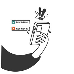 right user name and wrong password verification vector image