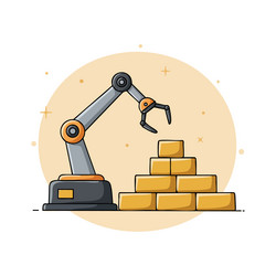 robotic arm stacking boxes automation technology vector image