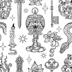 seamless pattern with mystic objects vector image