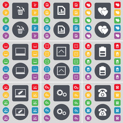 trash can graph file heart laptop arrow up battery vector image