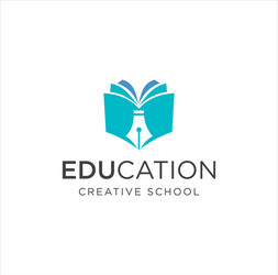 Book pen logo education design vector