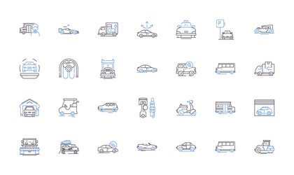Commercial transit line icons collection bus Vector Image