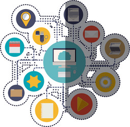 computer and cloud computing design vector image