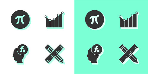 set crossed ruler and pencil pi symbol function vector image