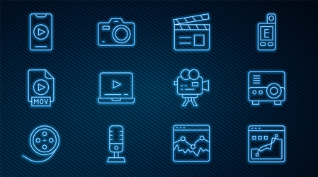 Set line histogram graph photography media vector