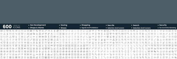 set of 600 thin line icons in this bundle include vector image