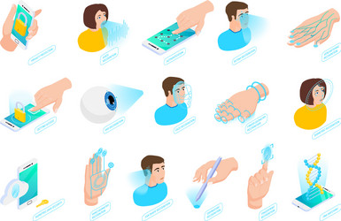 biometric authentication isometric icons vector