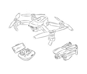 drone quadcopter folded unfolded and remote vector image