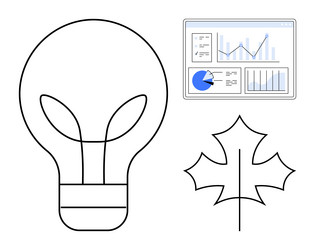 lightbulb with leaf shape analytics dashboard vector image