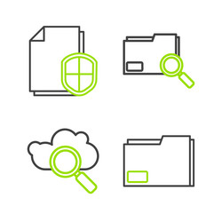 set line document folder search cloud computing vector image
