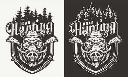 vintage hunting monochrome badge Vector Image