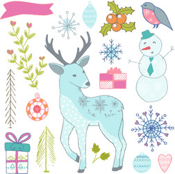 winter hand drawn elements collection Vector Image
