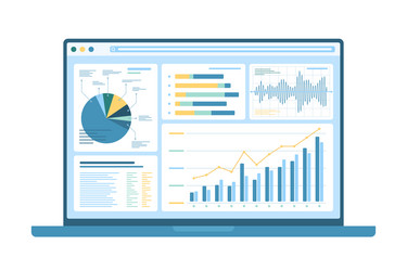 business data analysis and monitoring laptop vector