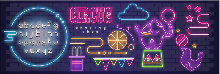 circus neon sign set vector