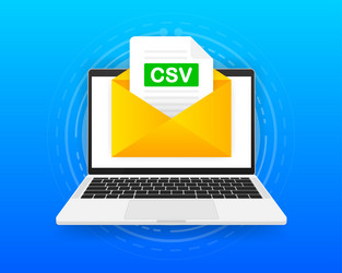 computer with envelope and csv file laptop vector