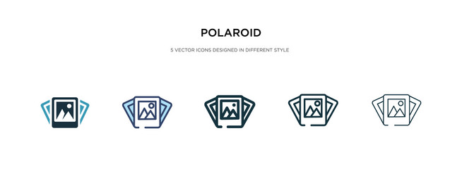 Polaroid icon in different style two colored vector