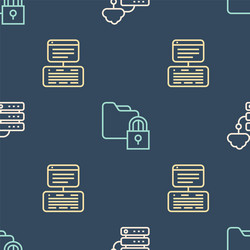 set line network cloud connection server data vector image