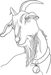 Adorable Goat Head with Horns & Bell Vector Image