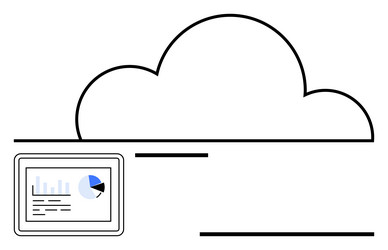 cloud computing concept with tablet displaying vector image