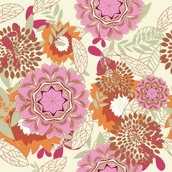 Retro summer seamless floral pattern with birds Vector Image