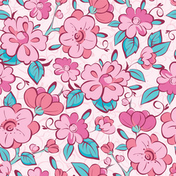 Floral Kimono Pattern - Pink & Blue Vector Image