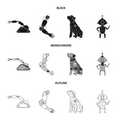 isolated object of robot and factory sign set vector image