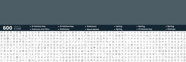 set of 600 thin line icons in this bundle include vector image