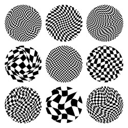 trendy round checkered pattern distorted tiled vector image