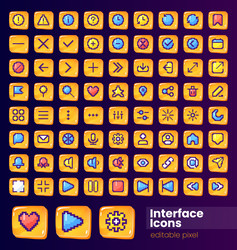 website glossy ui button with pixelated color vector image
