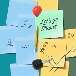 Travel and tourism concept lets go text vector