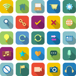 web color icons with long shadow vector image