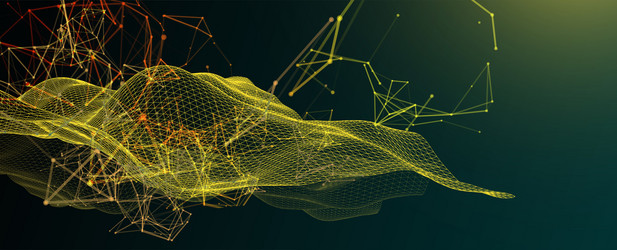 polygonal science background with connecting dots vector image