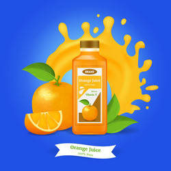 realistic detailed 3d orange juice ads vector