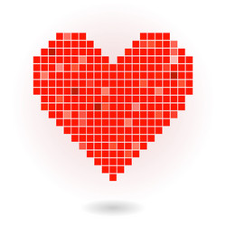 red pixel heart vector