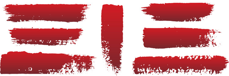 Set blood red brush strokes vector